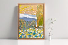 Paysage-Gemälde in Öl und Acryl auf Papier von Marc Tanguy