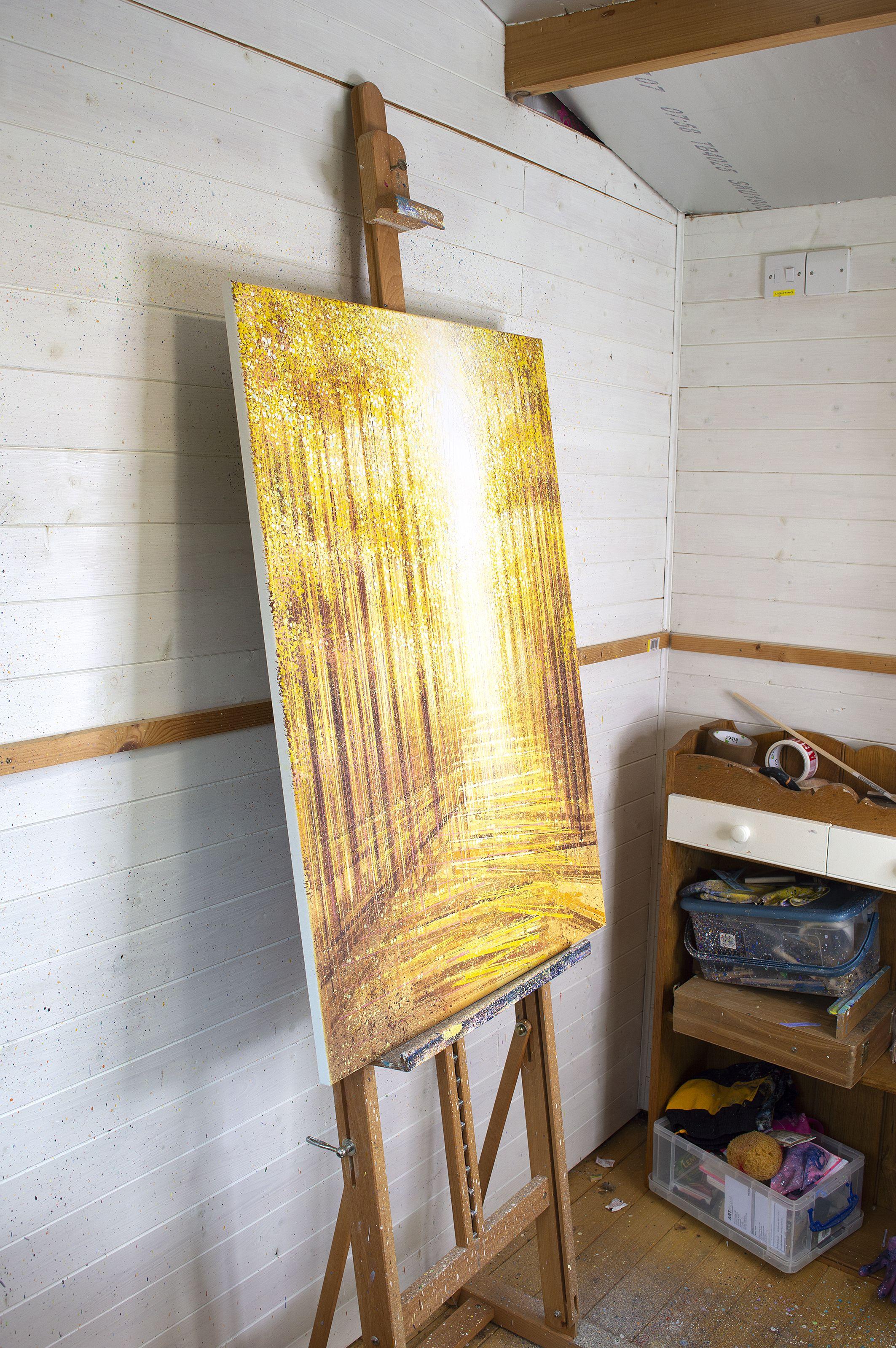 Autumn Trees In Golden Light, Painting, Acrylic on Canvas 2