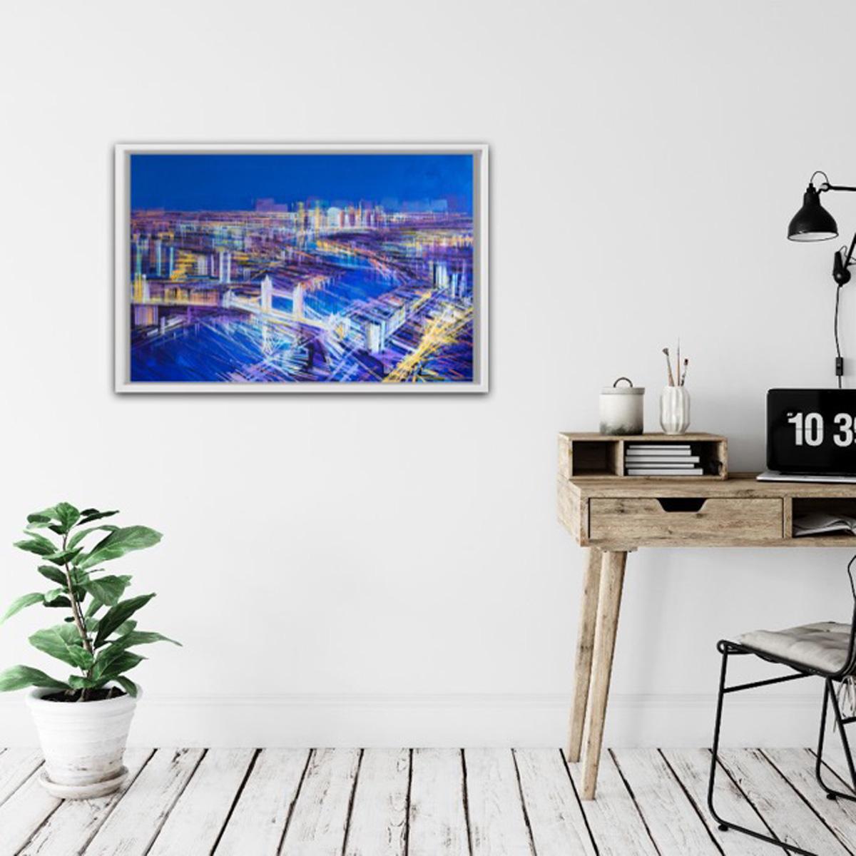 City of Lights, London, Landscape Painting , Cubist Cityscape Art, Aerial View  10