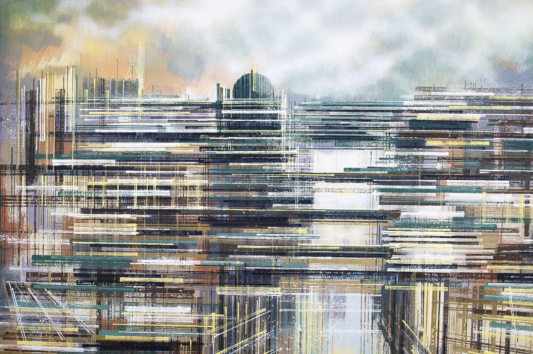 Dramatic Sunset Over Berlin, Painting, Acrylic on Canvas For Sale 1