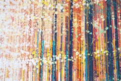 Arbres de la forêt au coucher du soleil, peinture, acrylique sur toile