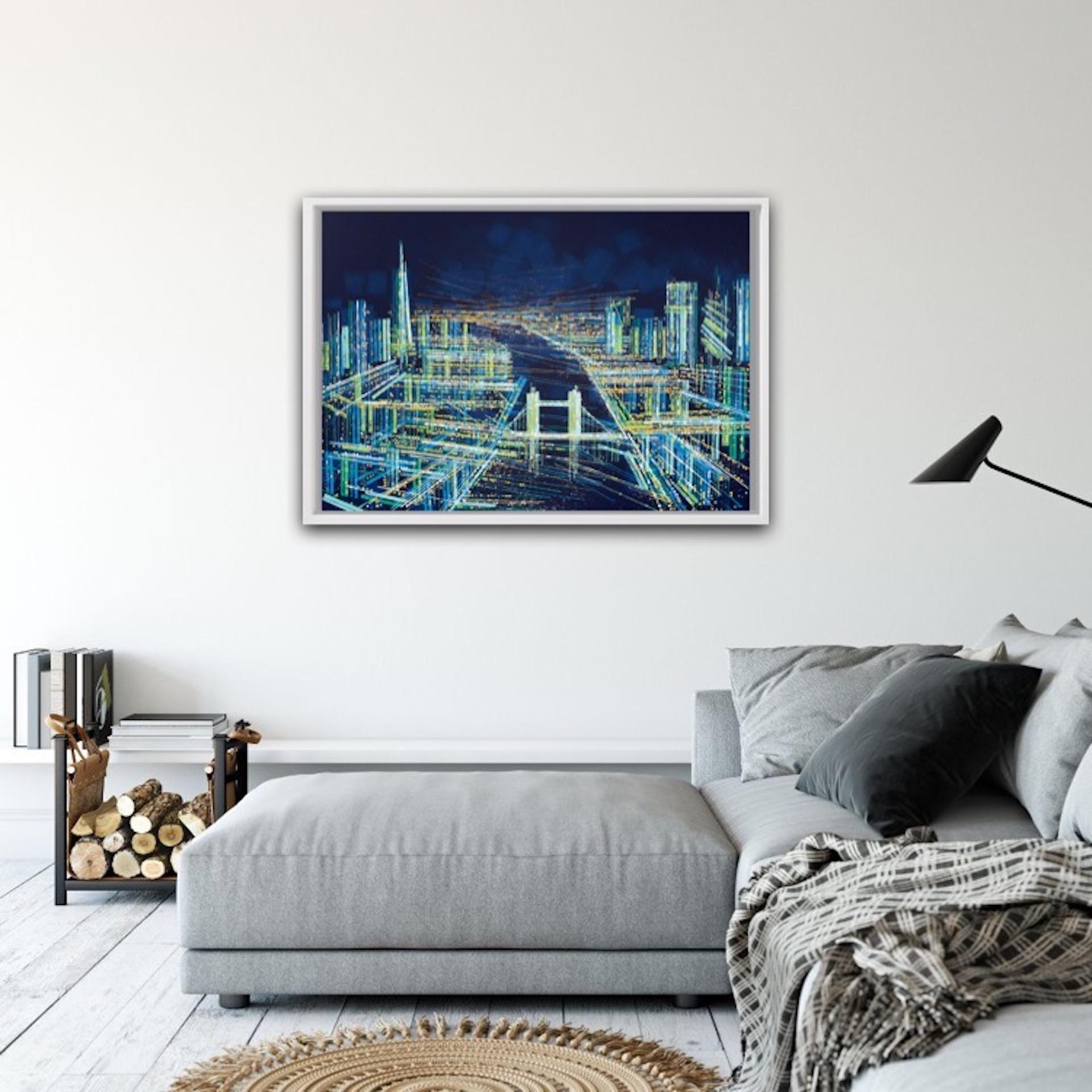 Marc Todd, London Lit Brightly, Original Abstract Cityscape Art, Bright Painting 8