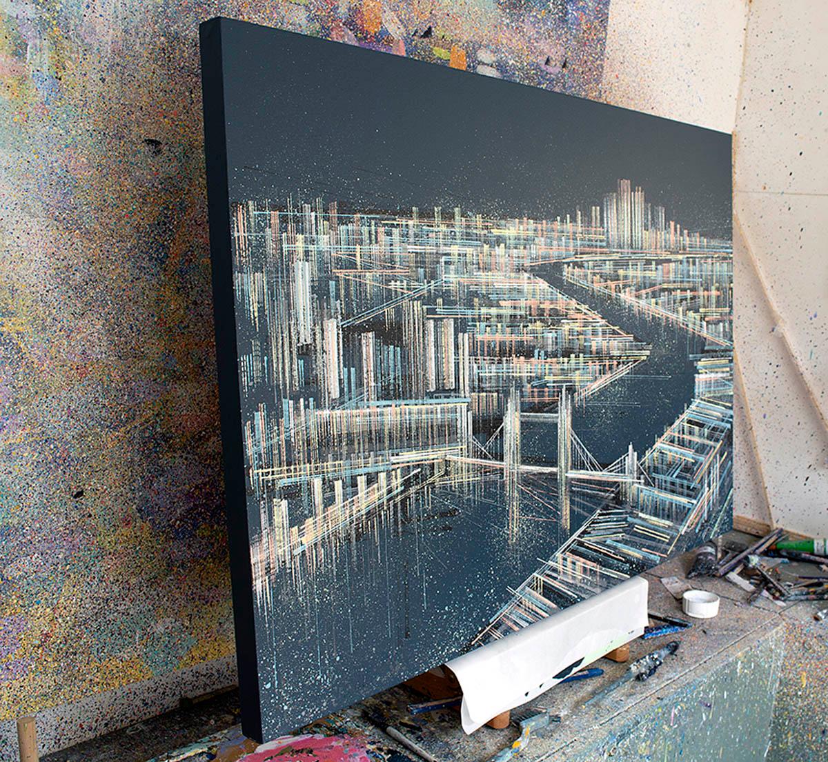 Marc Todd. London Tower Bridge And The City Beyond, Contemporary Cityscape Art 1