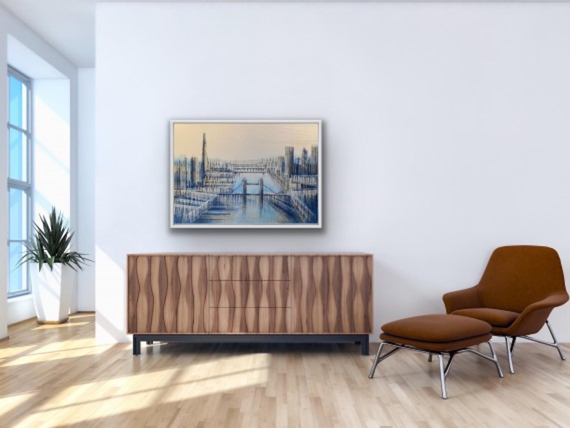 Marc Todd, Shard y Tower Bridge, Paisaje urbano de Londres, Pintura original en venta 9