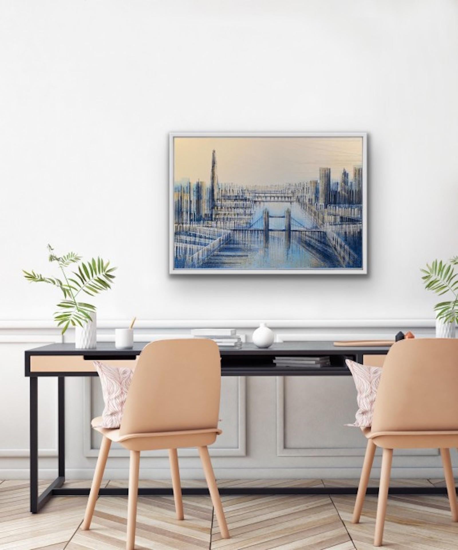 Marc Todd, Shard and Tower Bridge, London Cityscape Art, Original Painting For Sale 1