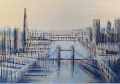 Marc Todd, Shard and Tower Bridge, London Cityscape Art, peinture originale