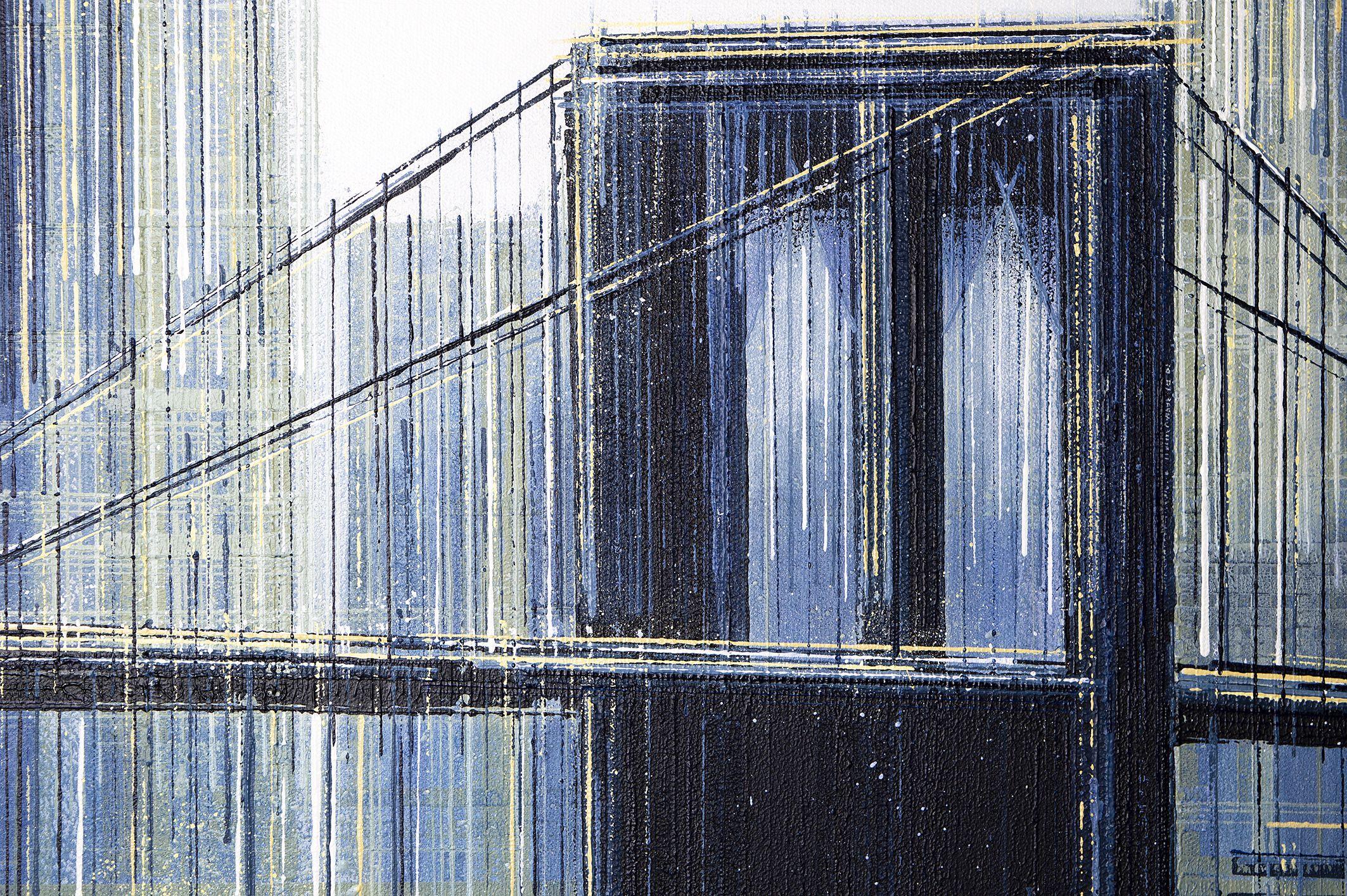 New York City - The Brooklyn Bridge At Twilight, Painting, Acrylic on Canvas 1