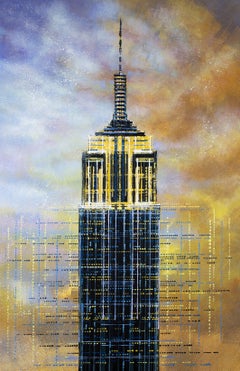 New York - Das Empire State Building bei Sonnenuntergang, Gemälde, Acryl auf Leinwand