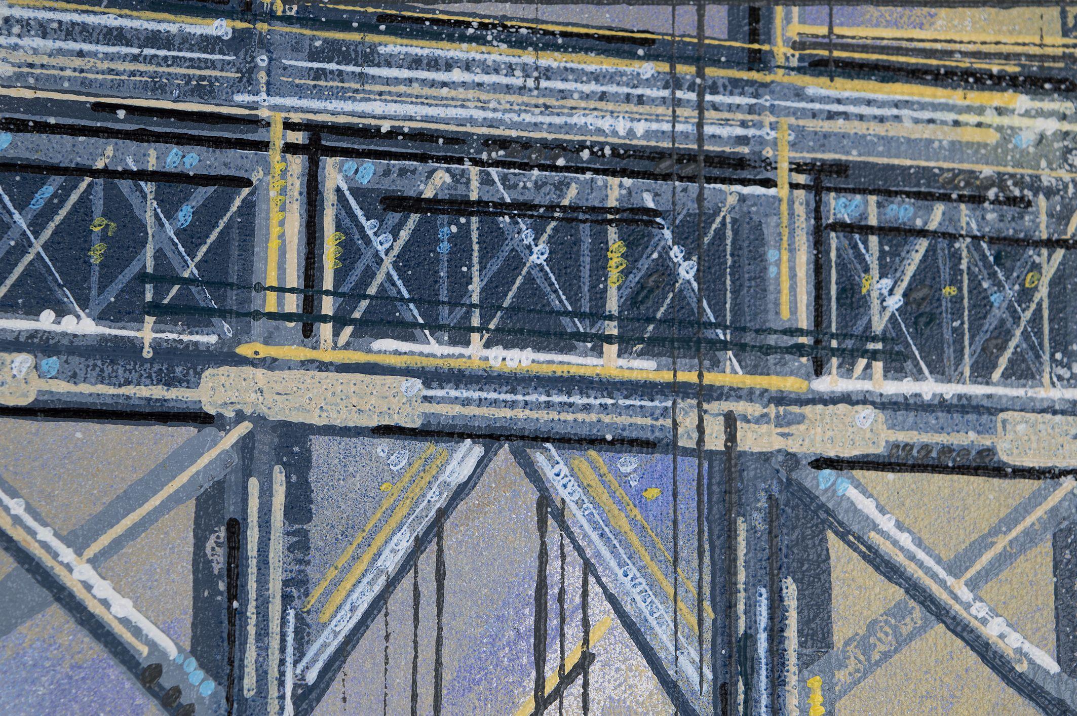 New York - The Manhattan Bridge At Sunset (2023), Painting, Acrylic on Canvas For Sale 3