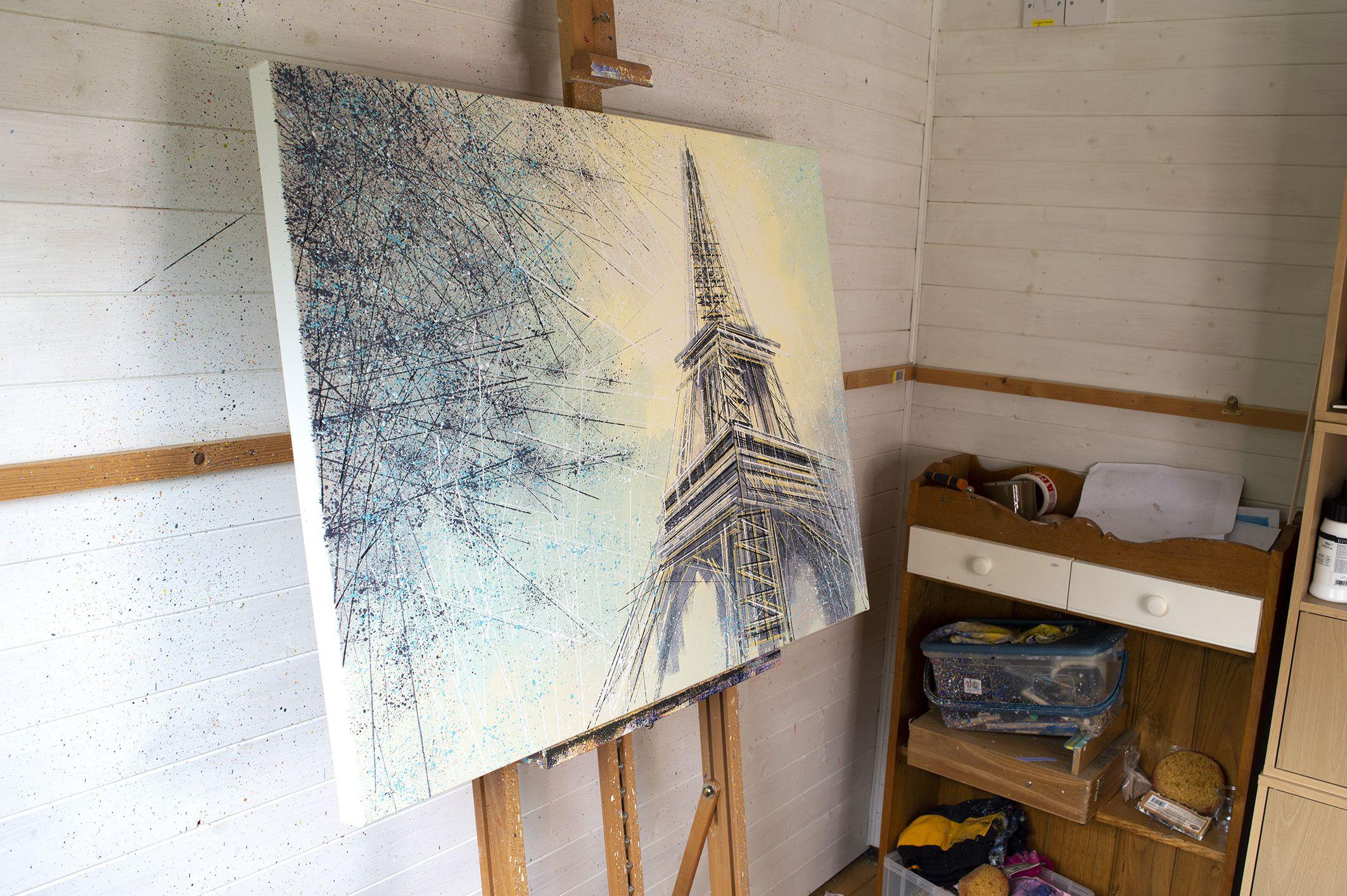 Paris- The Eiffel Tower At Dusk, Painting, Acrylic on Canvas 1