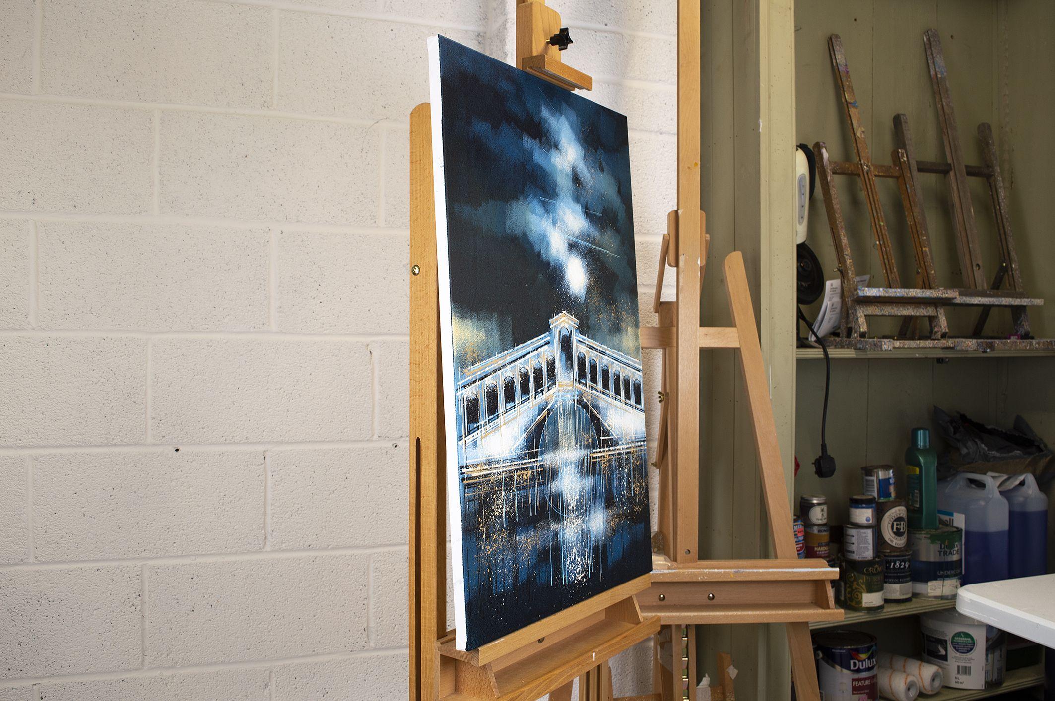 Venezia al chiaro di luna - Il ponte di Rialto, Pittura, Acrilico su tela 1