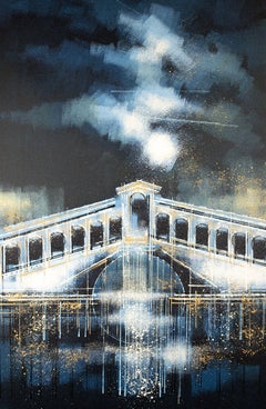 Venezia al chiaro di luna - Il ponte di Rialto, Pittura, Acrilico su tela