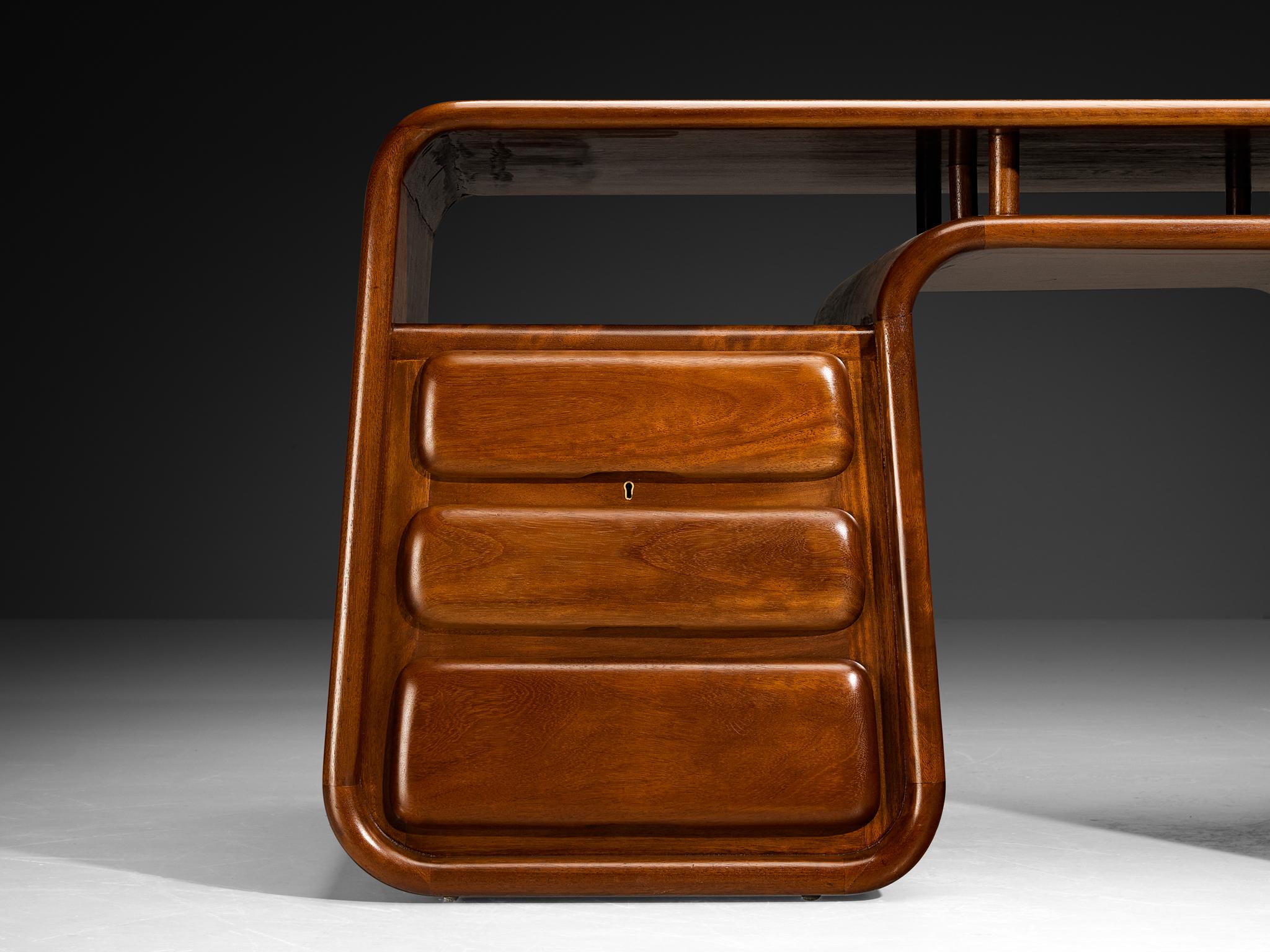 Kényan Bureau autoportant Marc van Rampelberg en Iroko massif