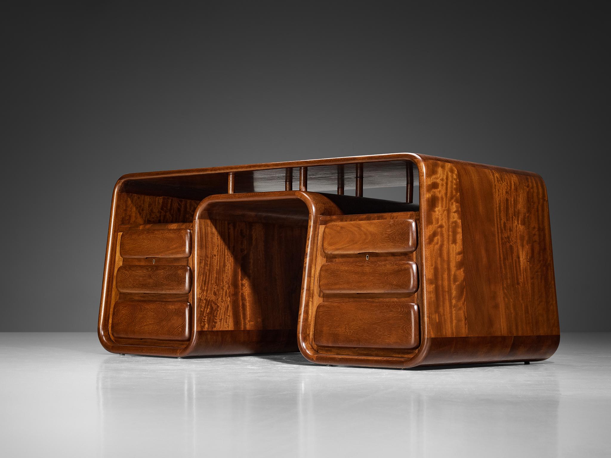 Kenyan Marc van Rampelberg Freestanding Desk in Solid Iroko  For Sale