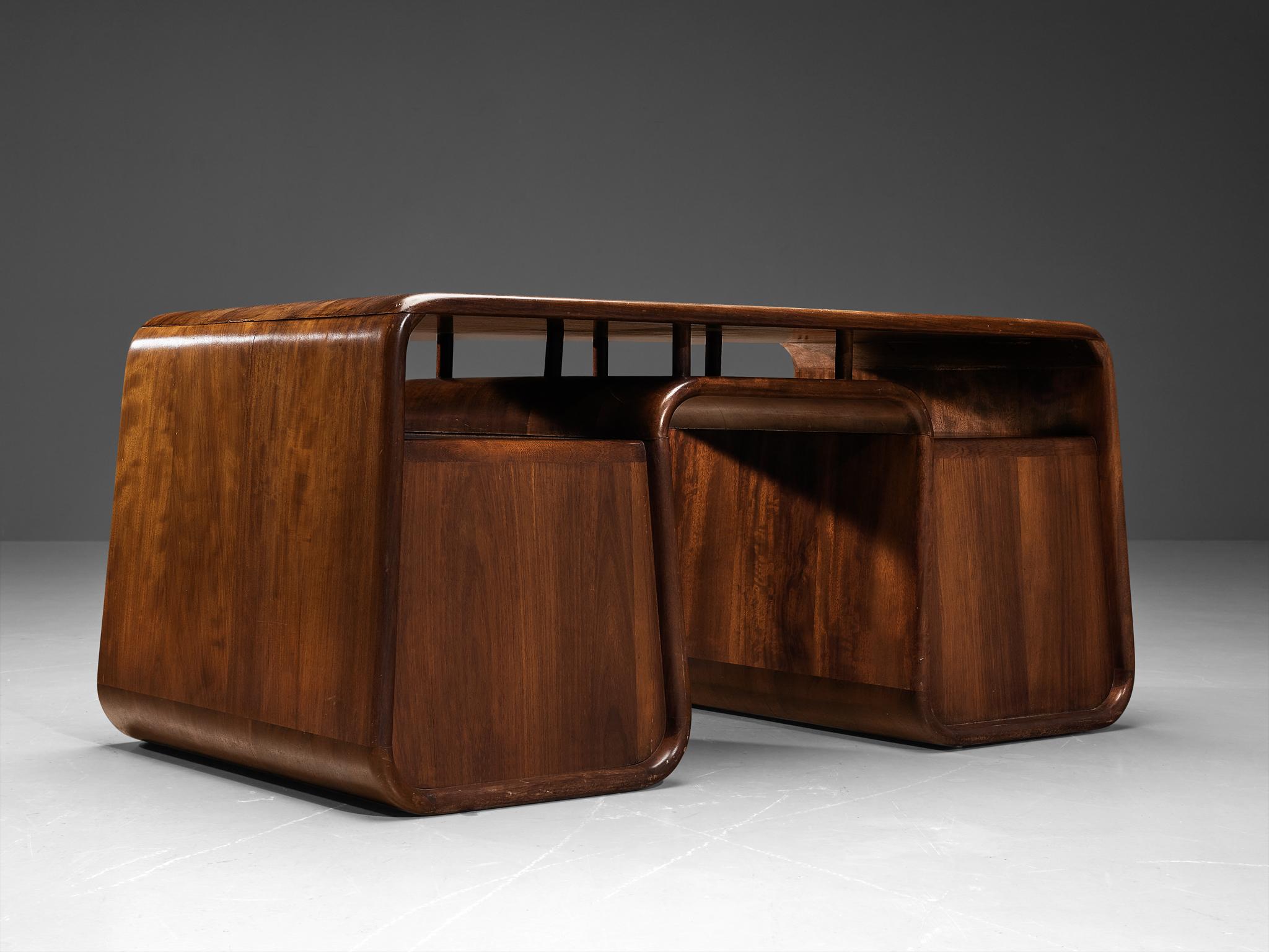 Late 20th Century Marc van Rampelberg Freestanding Desk in Solid Iroko