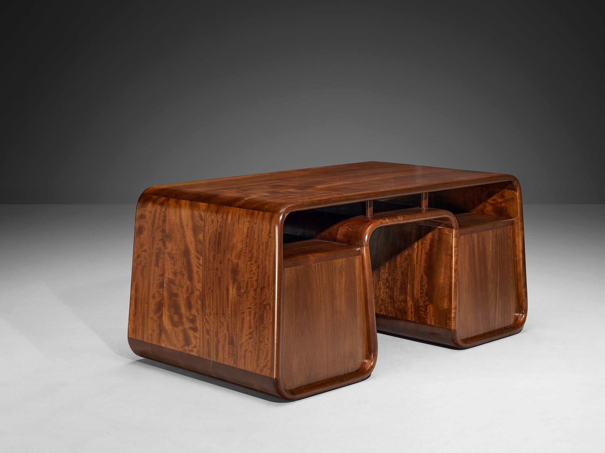 Marc van Rampelberg Freestanding Desk in Solid Iroko  For Sale 3
