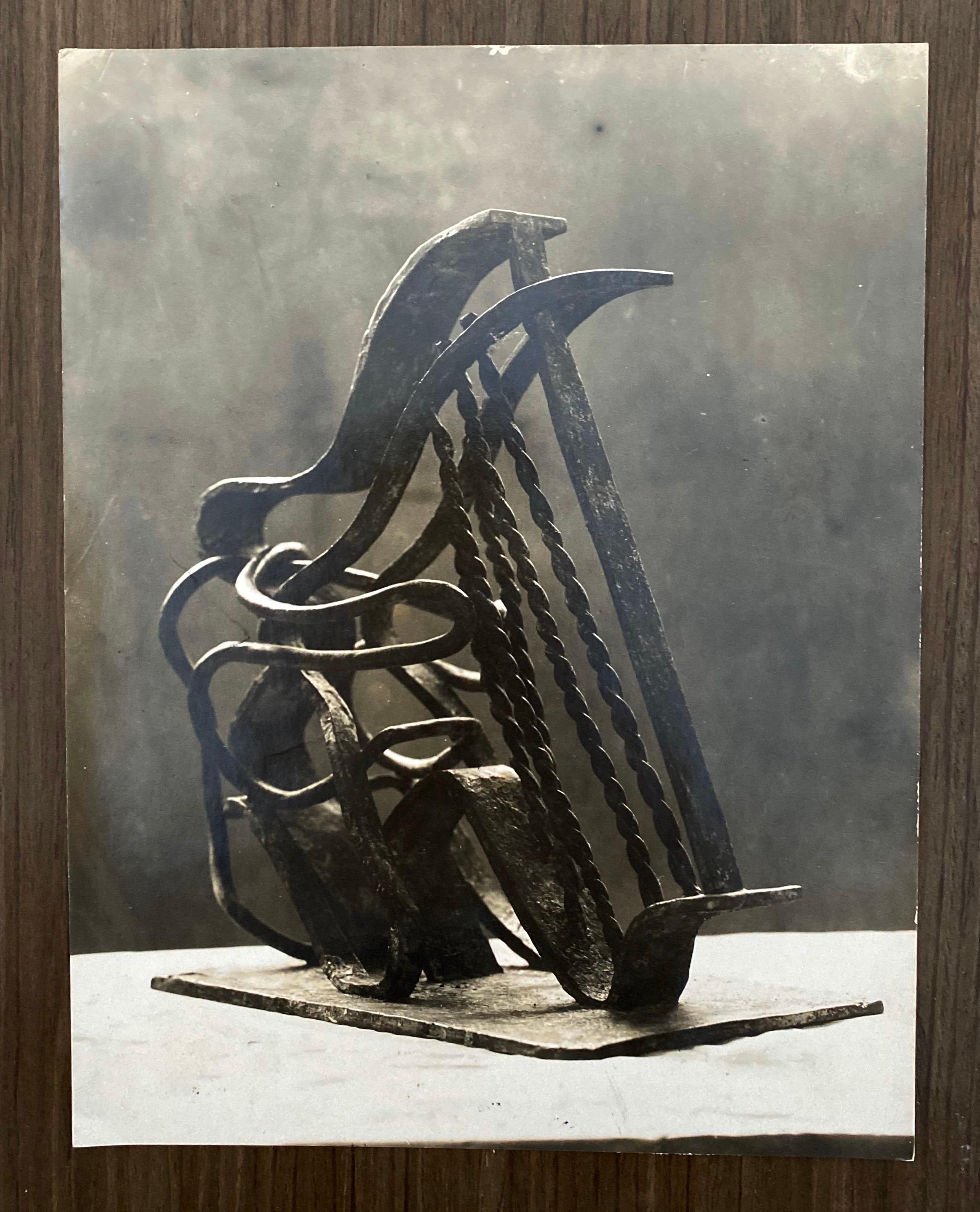 Vintage Silver Gelatin Photograph Jacques Lipchitz Bronze Sculpture Photo Signed For Sale 3
