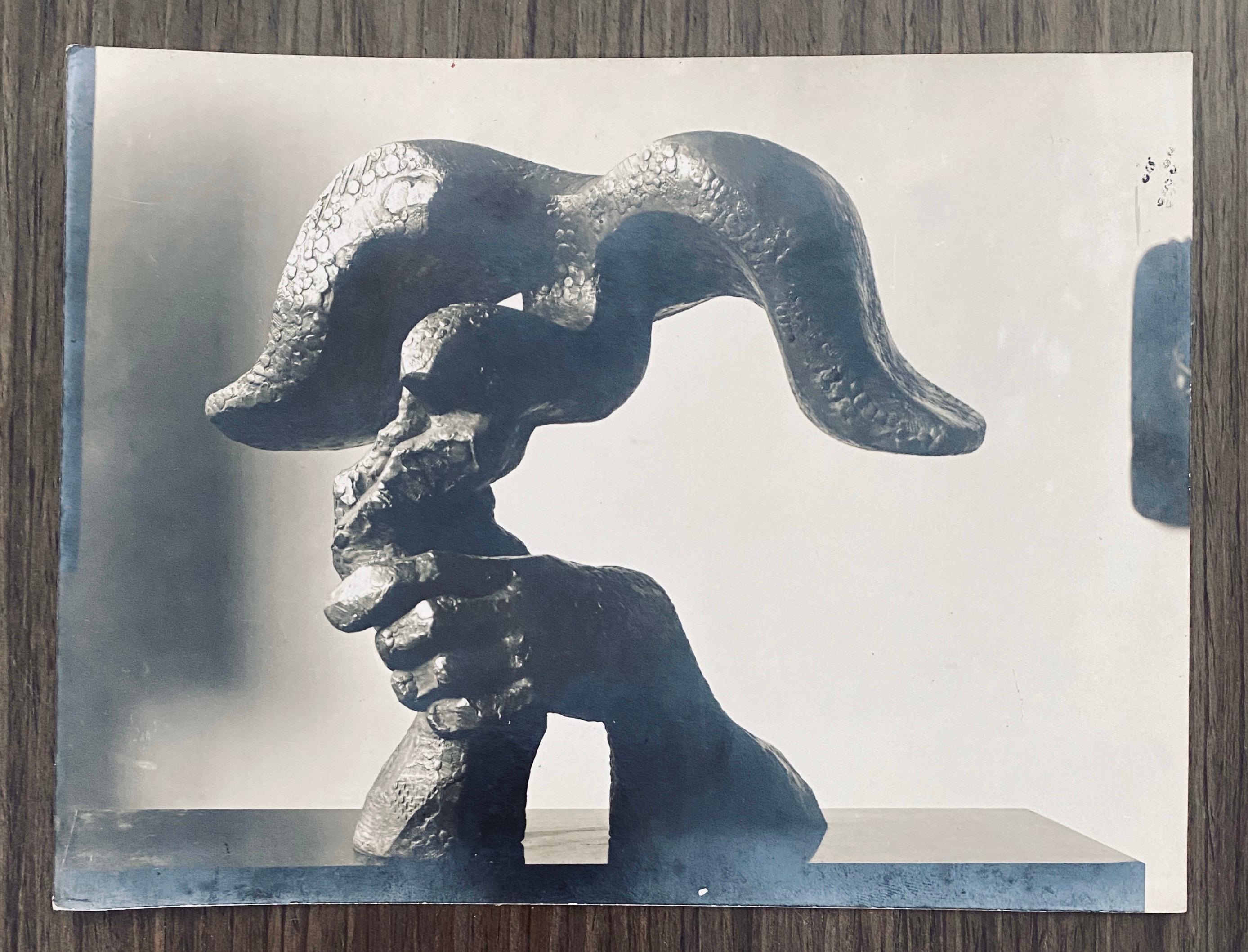 Vintage Silver Gelatin Photograph Jacques Lipchitz Bronze Sculpture Photo Signed For Sale 5
