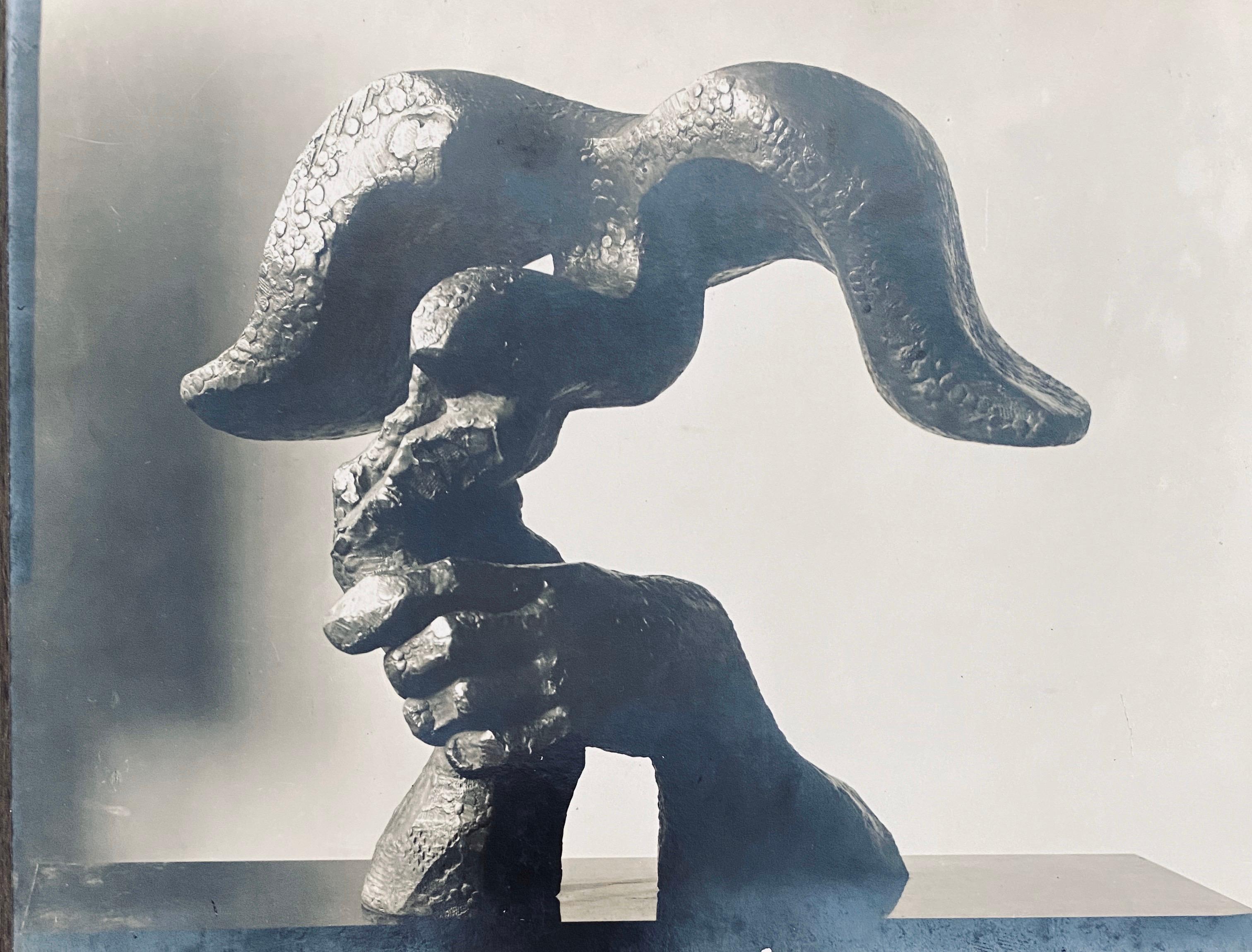 Fotografía vintage en gelatina de plata Jacques Lipchitz Escultura de bronce Foto firmada