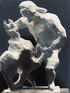 Fotografía vintage en gelatina de plata Jacques Lipchitz Escultura Foto firmada