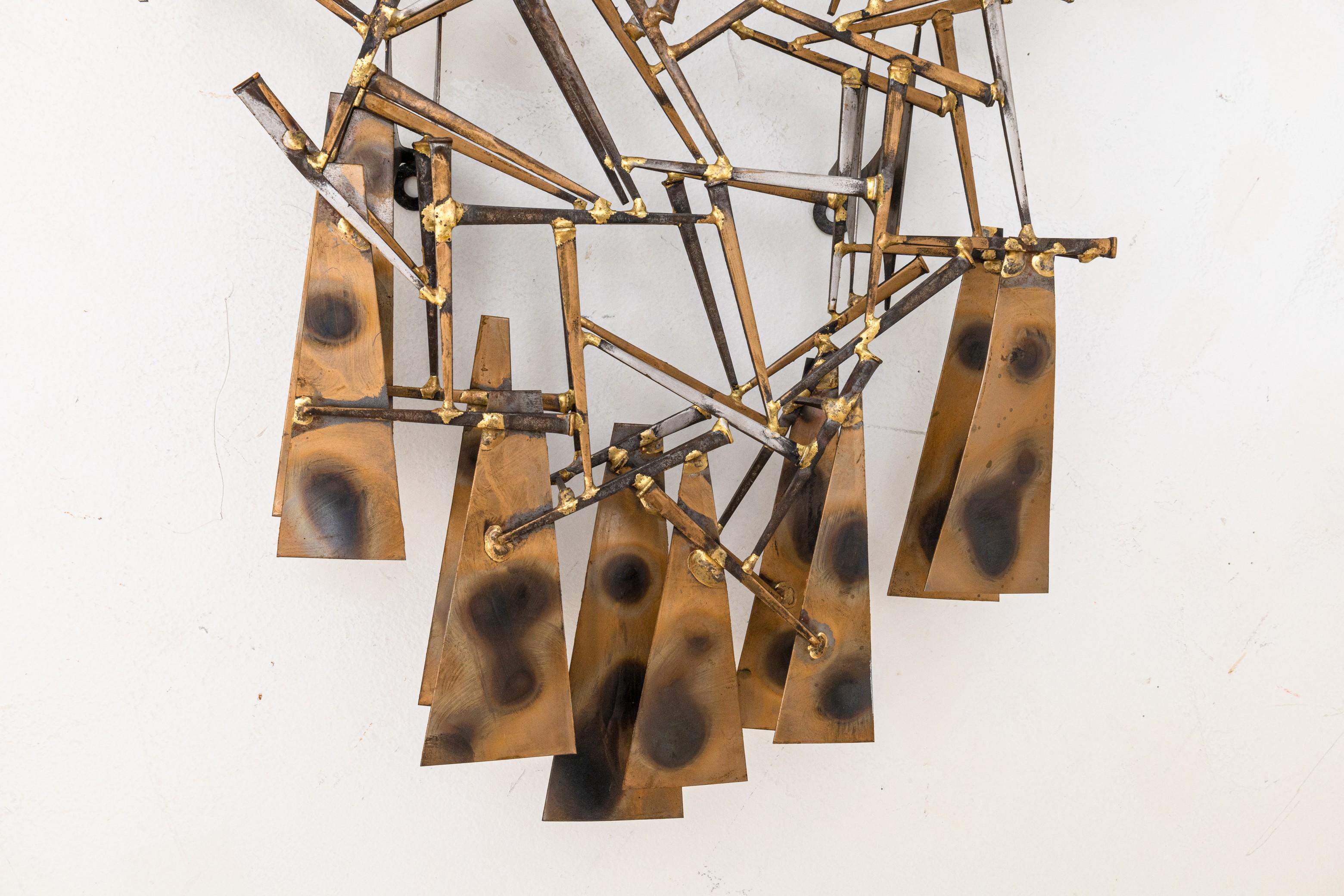 Metal Marc Weinstein Creates Plutonic Brutalist Torch Cut Wall Sculpture For Sale