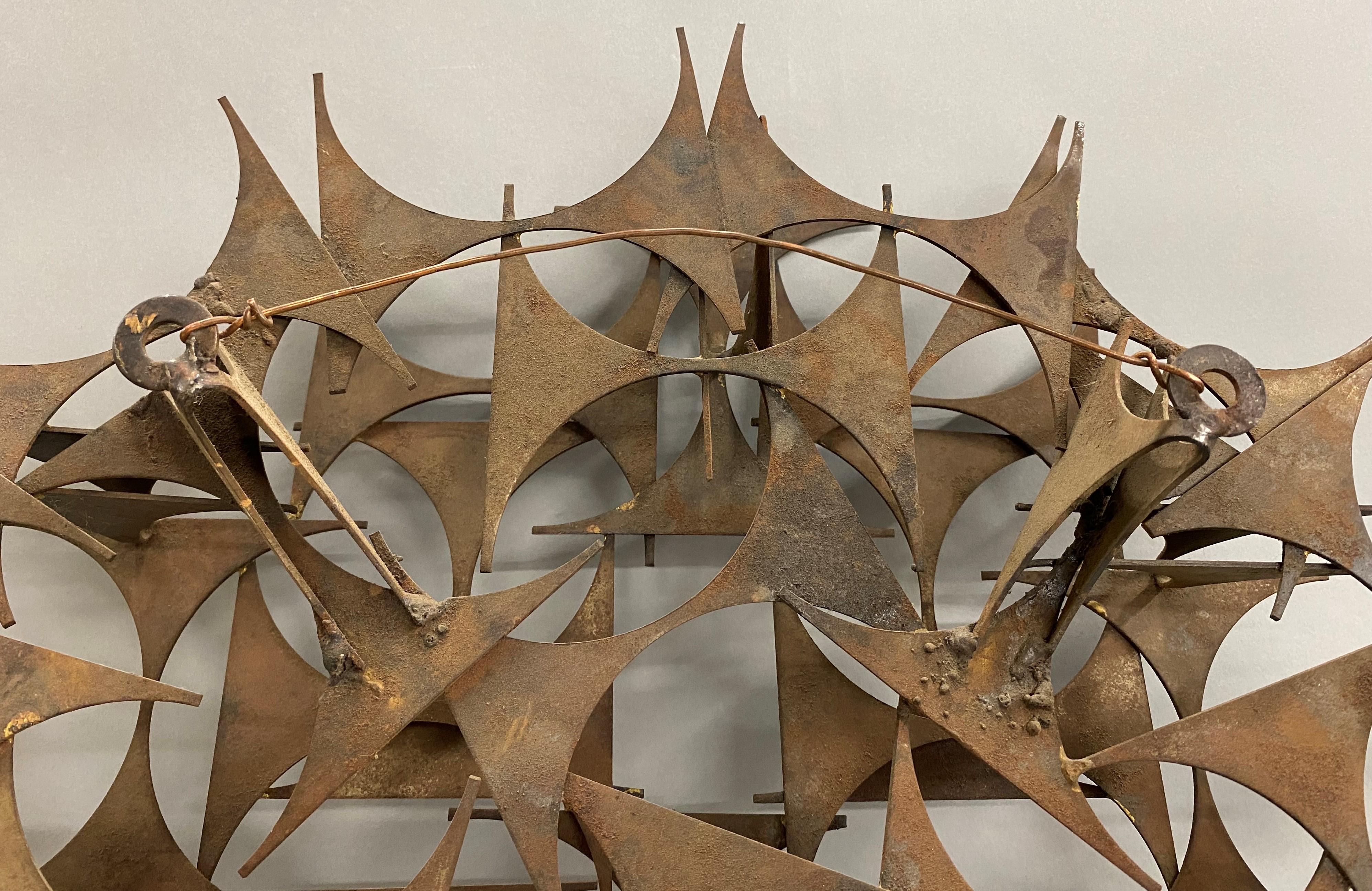Marc Weinstein Mid Century Modern Brutalist Abstract Sunburst Metal Sculpture 8