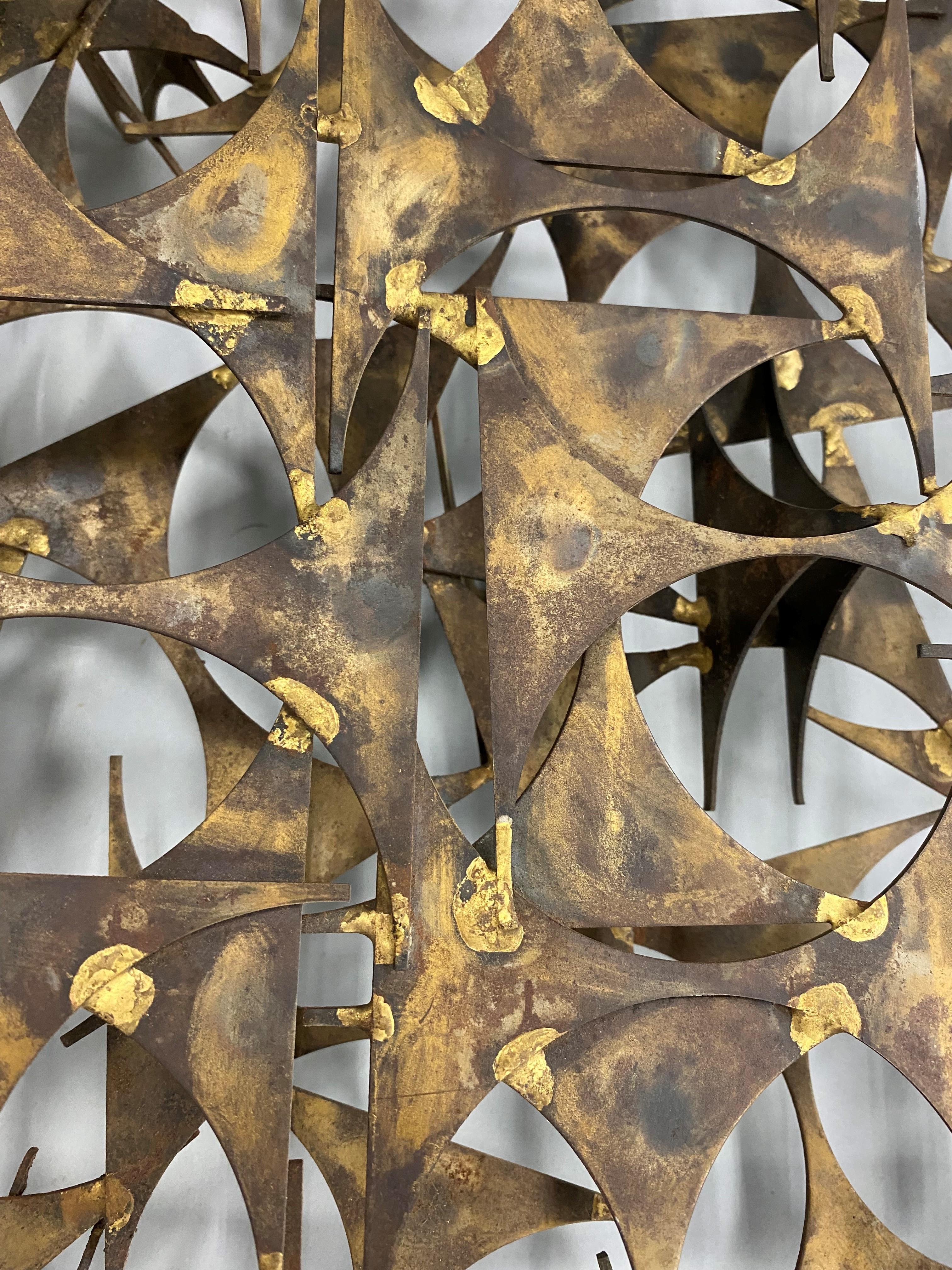 Marc Weinstein Mid Century Modern Brutalist Abstract Sunburst Metal Sculpture For Sale 9