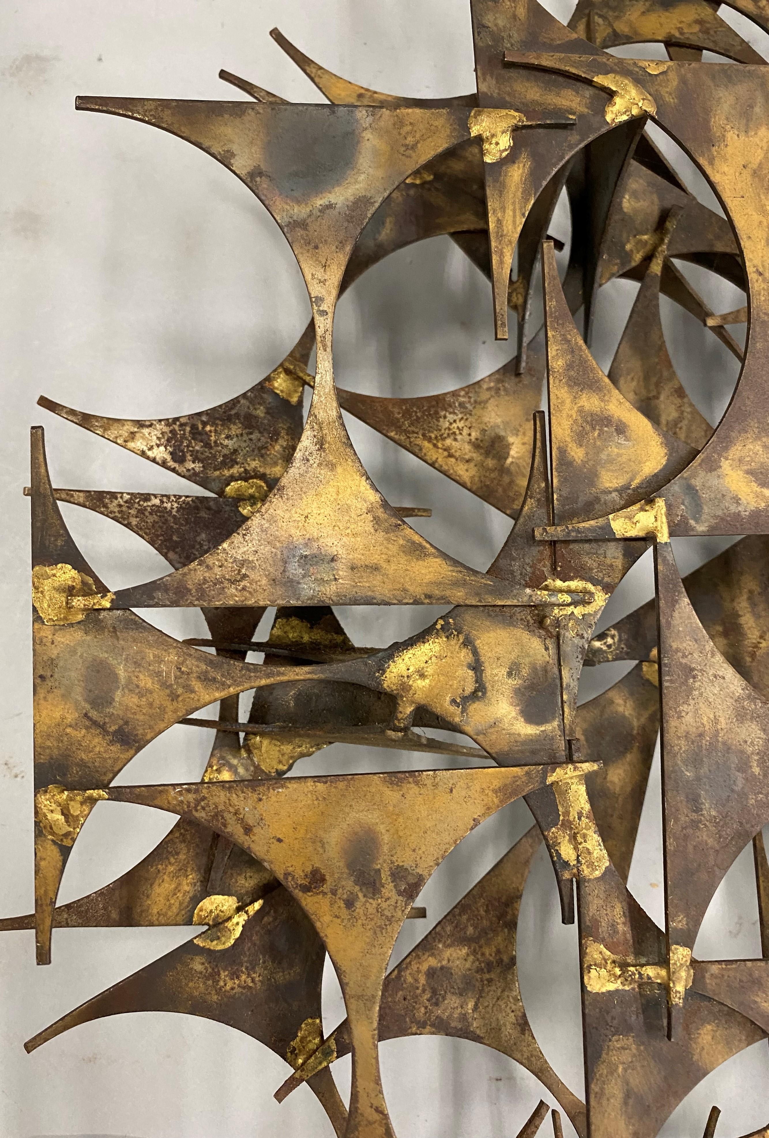 Marc Weinstein Mid Century Modern Brutalist Abstract Sunburst Metal Sculpture For Sale 10