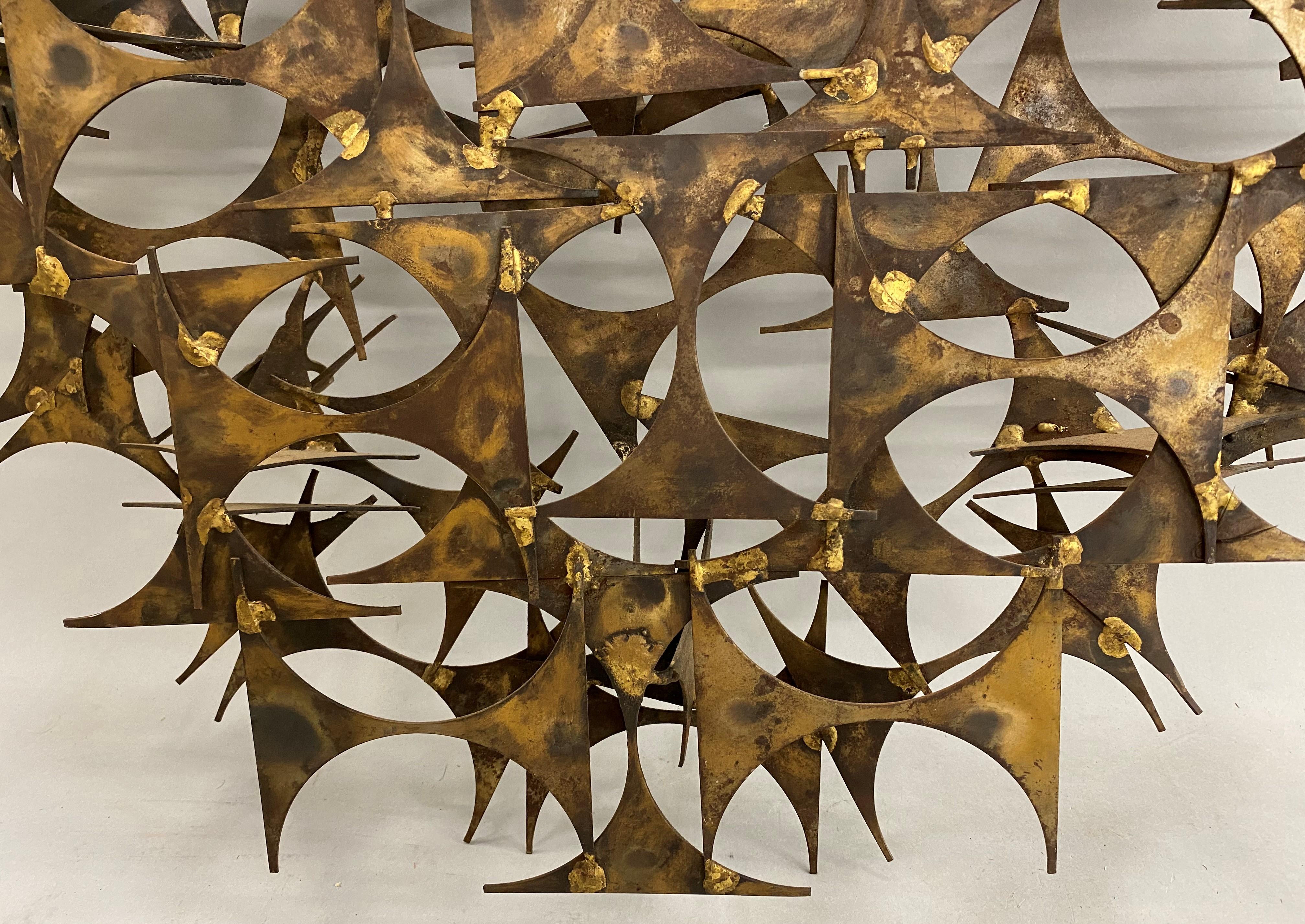 Marc Weinstein Mid Century Modern Brutalist Abstract Sunburst Metal Sculpture For Sale 3