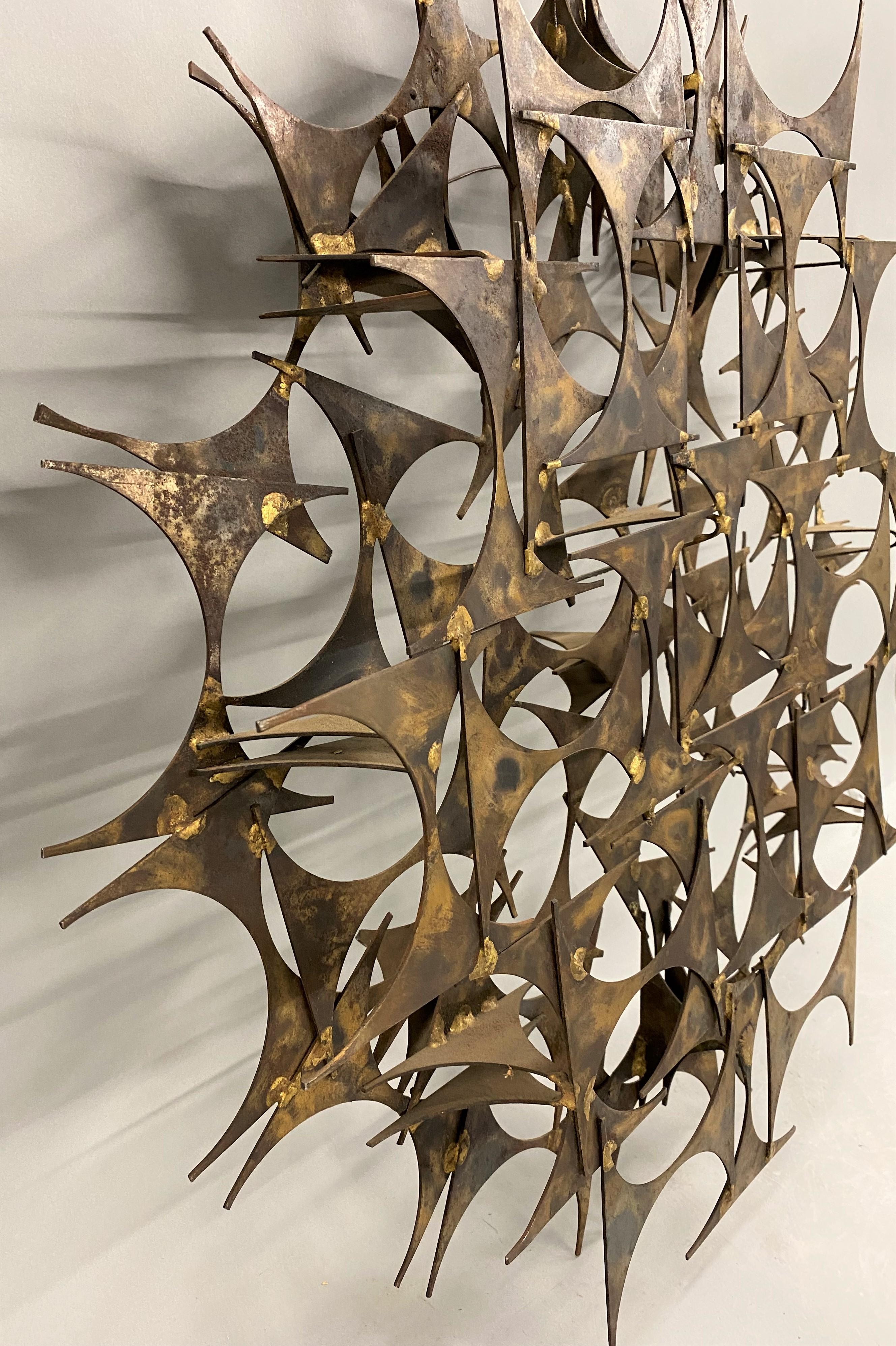 Marc Weinstein Mid Century Modern Brutalist Abstract Sunburst Metal Sculpture For Sale 4