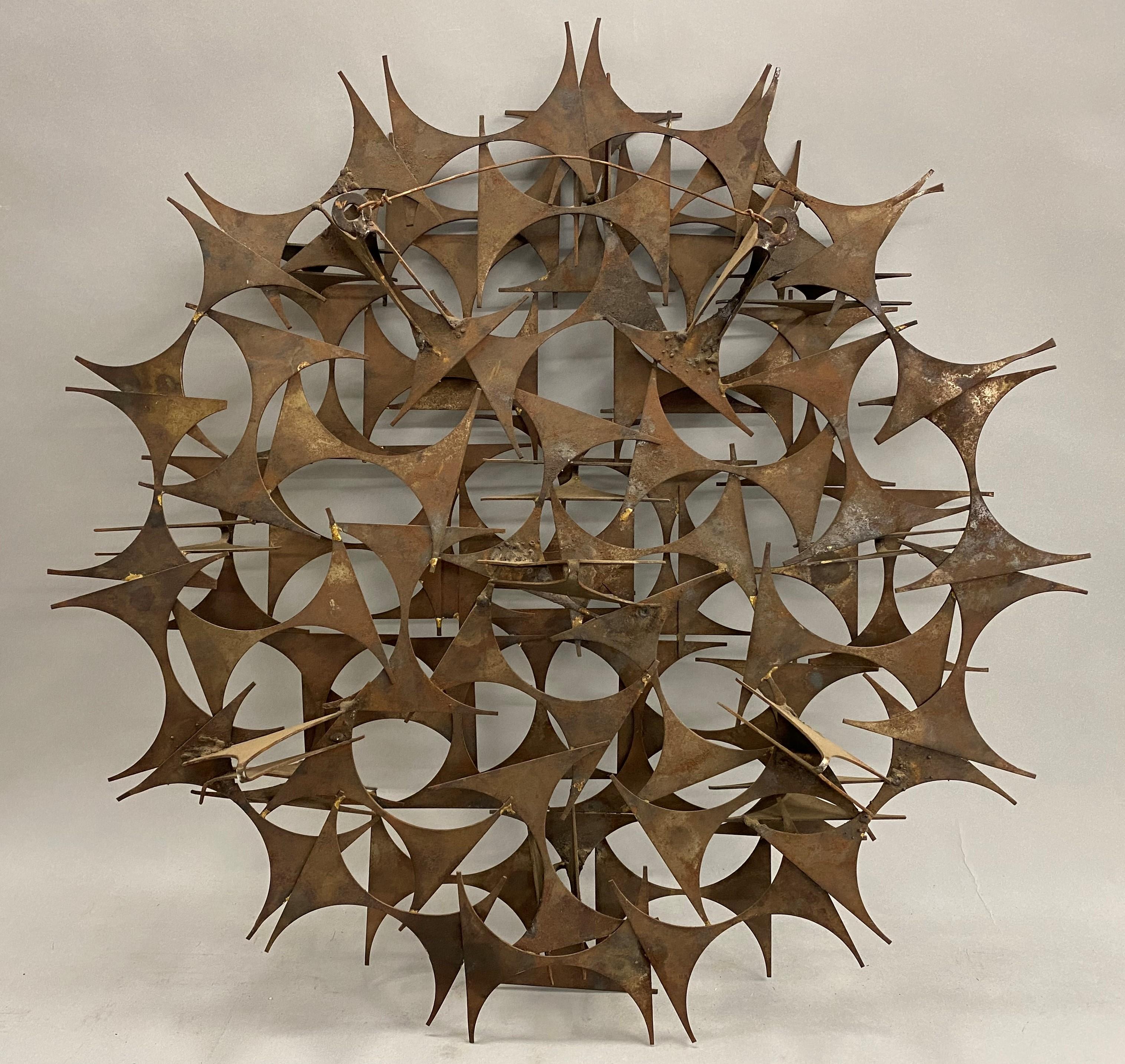Marc Weinstein Mid Century Modern Brutalist Abstract Sunburst Metal Sculpture 7