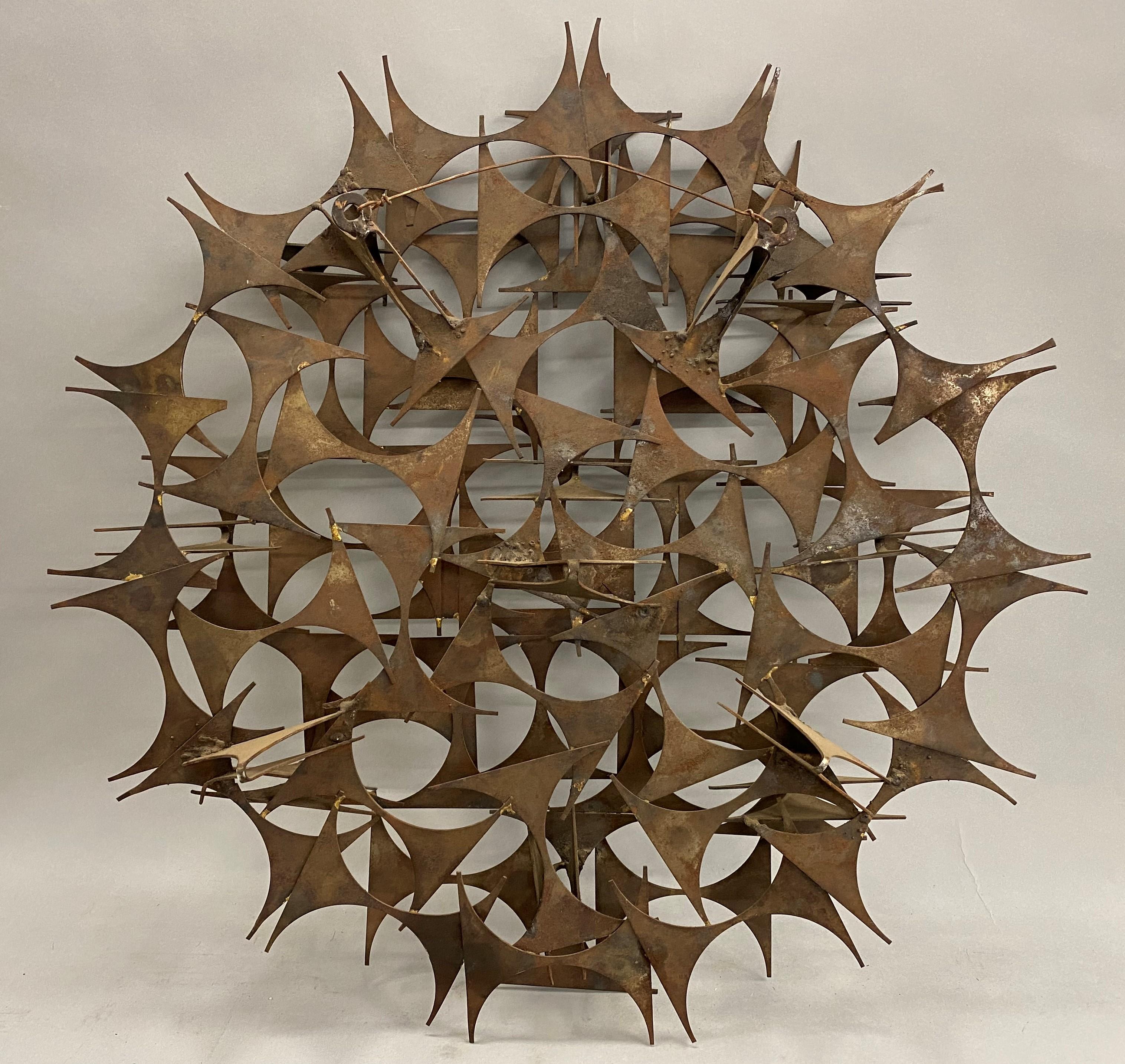 Marc Weinstein Mid Century Modern Brutalist Abstract Sunburst Metal Sculpture For Sale 7