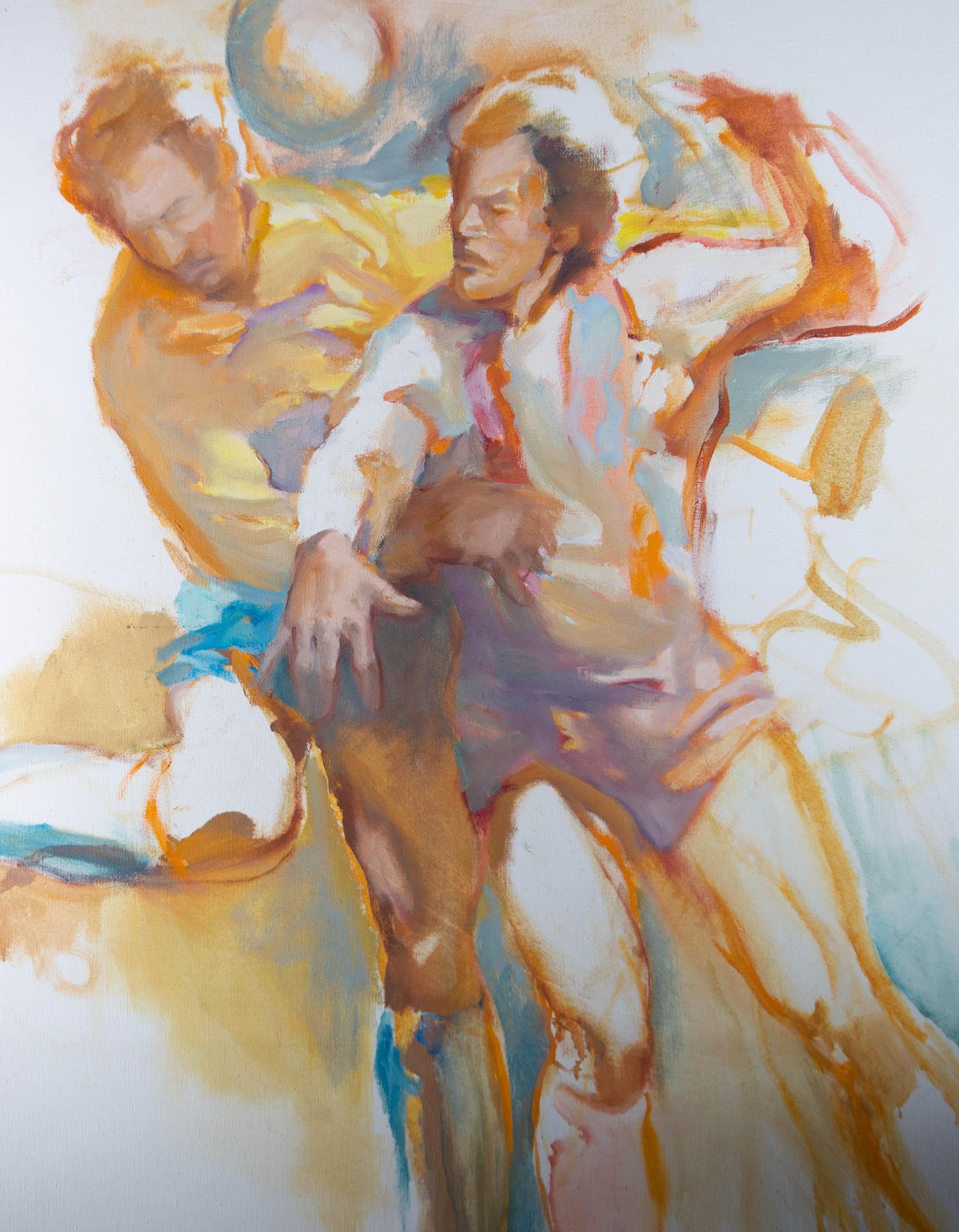 Marc Winer (1943â€“1985) - c. 1980 Oil, Soccer Players 3