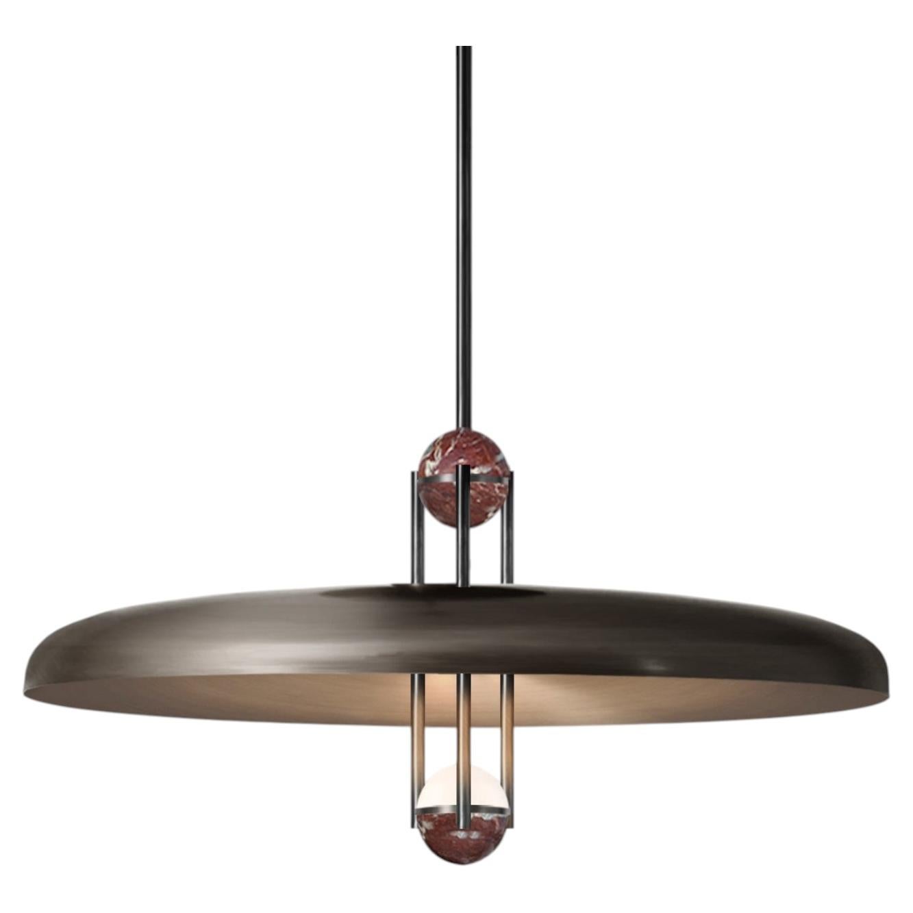 Marc Wood Apollo Pendant Large, Luxury Light, Aged Brass & Marble
