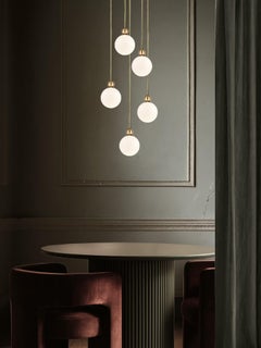 Ciondolo Wood XS, vetro opalino e fumé di lusso con ottone spazzolato