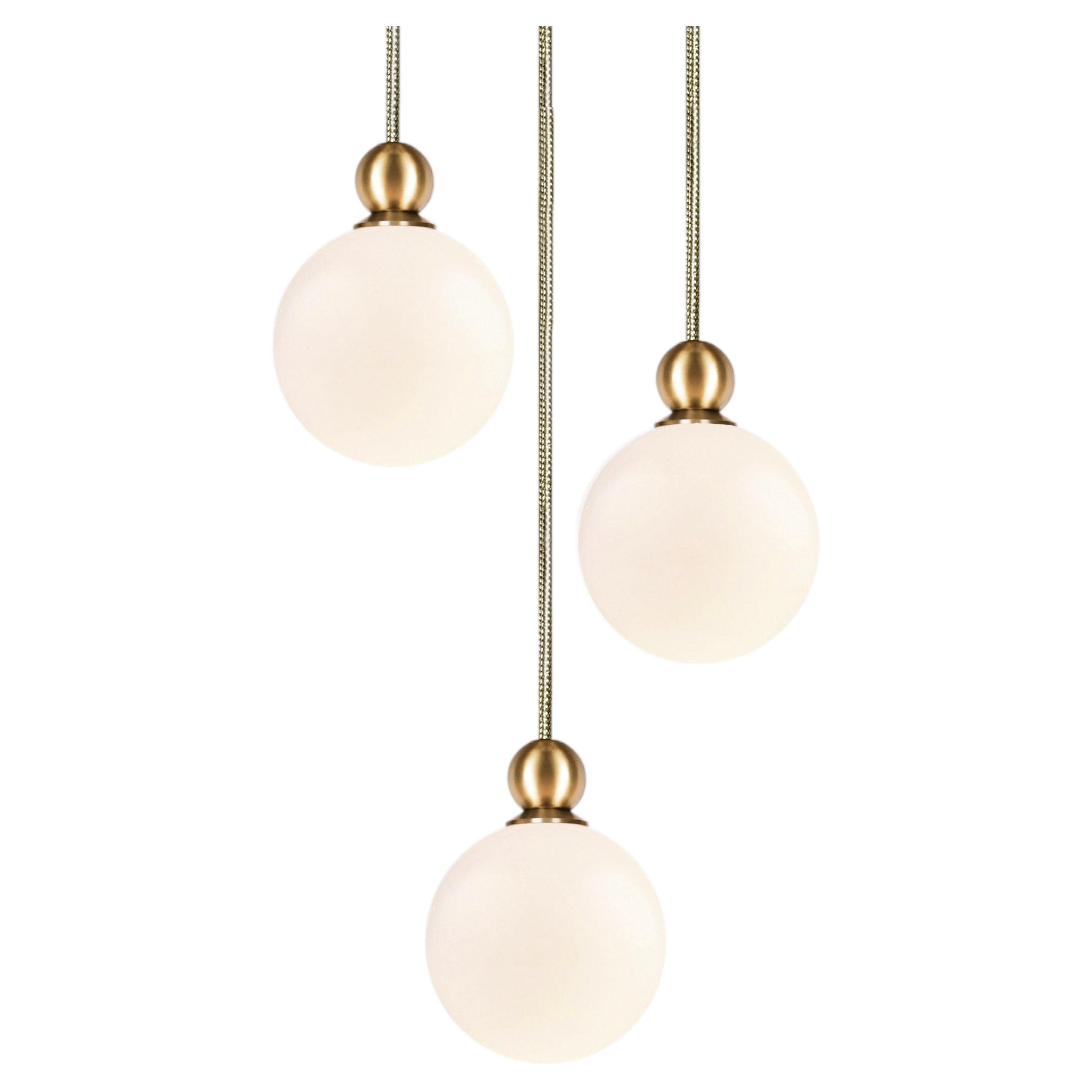 Marc Wood Case Pendant XS, Luxury Opal & Smoked Glass with Brushed Brass