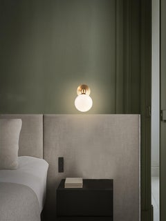 Marc Wood Case Wall Light XS, Luxury Opal & Smoked Glass with Brushed Brass