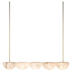 Marc Wood Hemisphere Linear Chandelier Small, Luxury Light, Brass & Alabaster