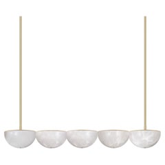 Marc Wood Hemisphere Linear Chandelier Small, Luxury Light, Brass & Alabaster
