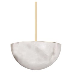 Marc Wood Hemisphere Pendant, Luxury Light, Brass & Alabaster