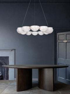 Marc Wood Hemisphere Round Chandelier Small, Luxury Light, Brass & Alabaster
