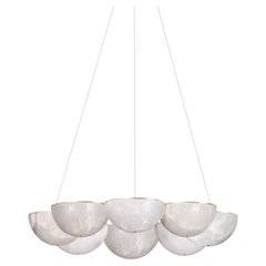 Marc Wood Hemisphere Round Chandelier Small, Luxury Light, Brass & Alabaster