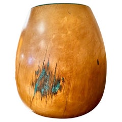 Marc Wroe Turned and Turquoise Inlaid Wood Vessel