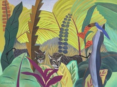 2 Toucans 2 Cats - Animal Landscape Painting By Marc Zimmerman