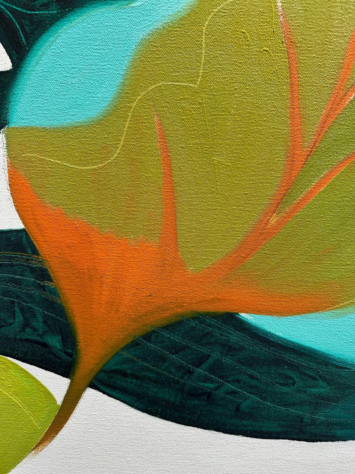 Pintura Floral Abstracta - Azul Claro con Chartreuse - Marc Zimmerman en venta 2