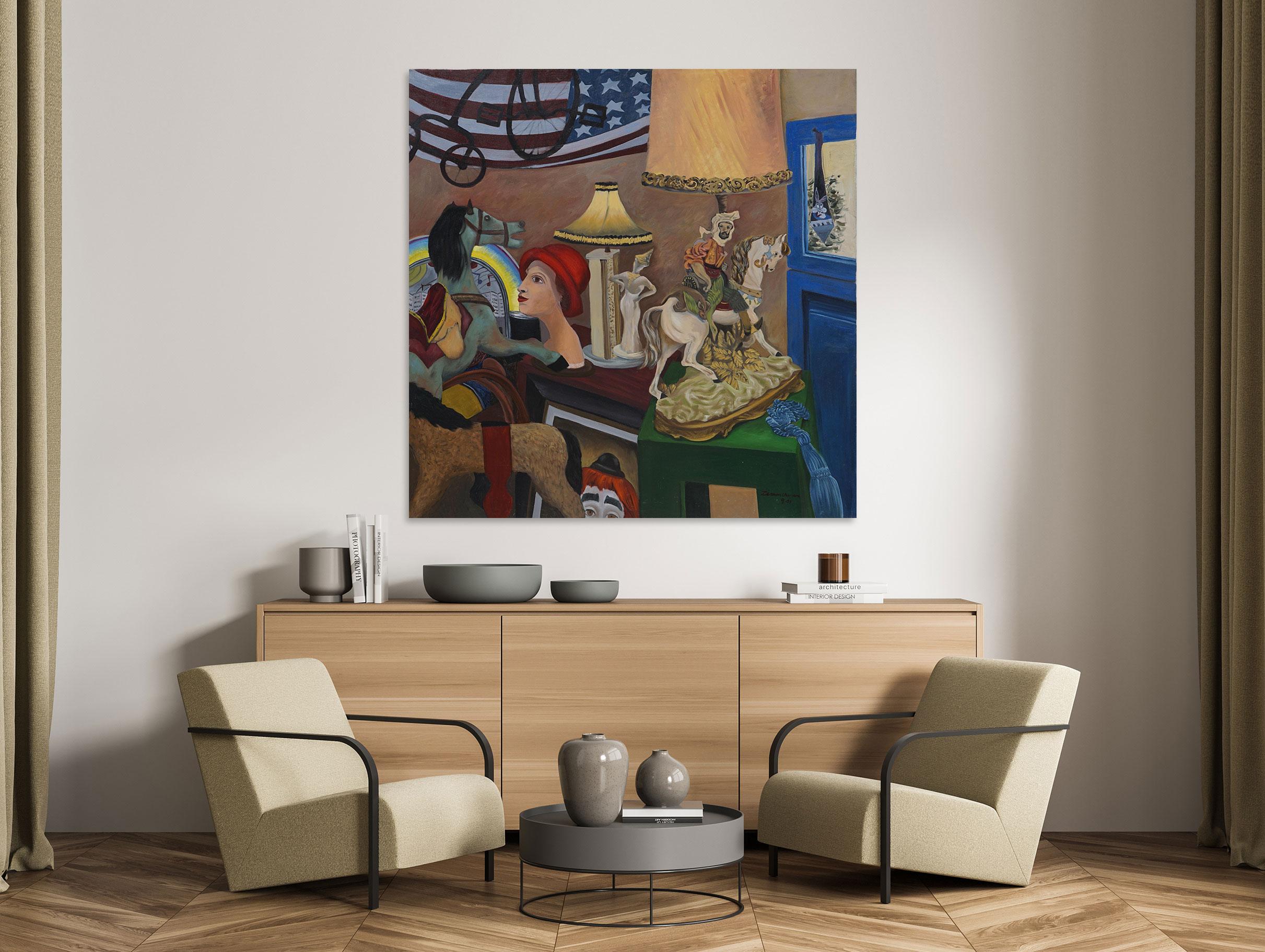 Antiker Shop – Interieurgemälde der amerikanischen Moderne von Marc Zimmerman im Angebot 1
