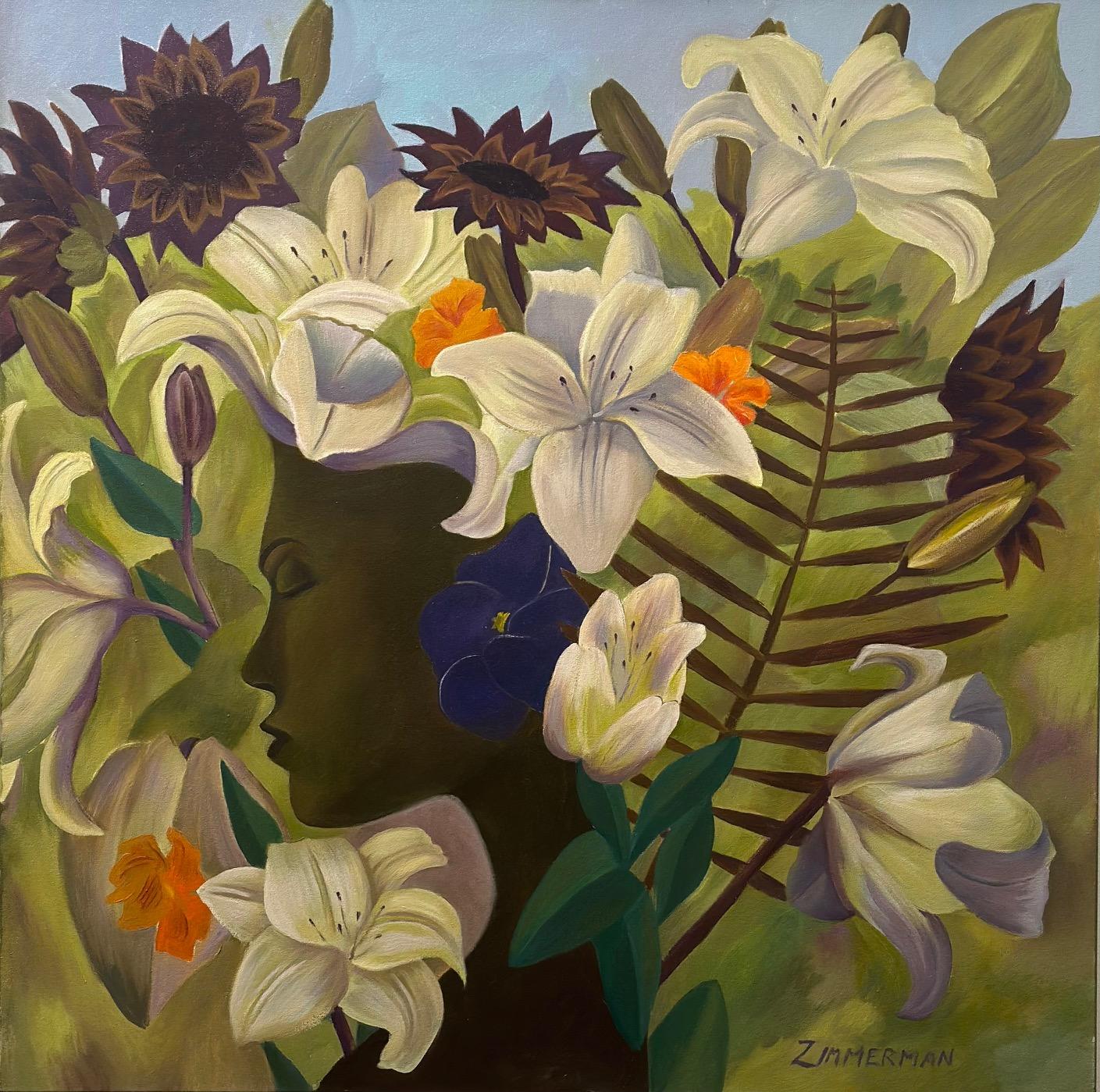 Portrait Painting de Marc Zimmerman - Attune - Mujer en la selva - Mother Nature de Marc