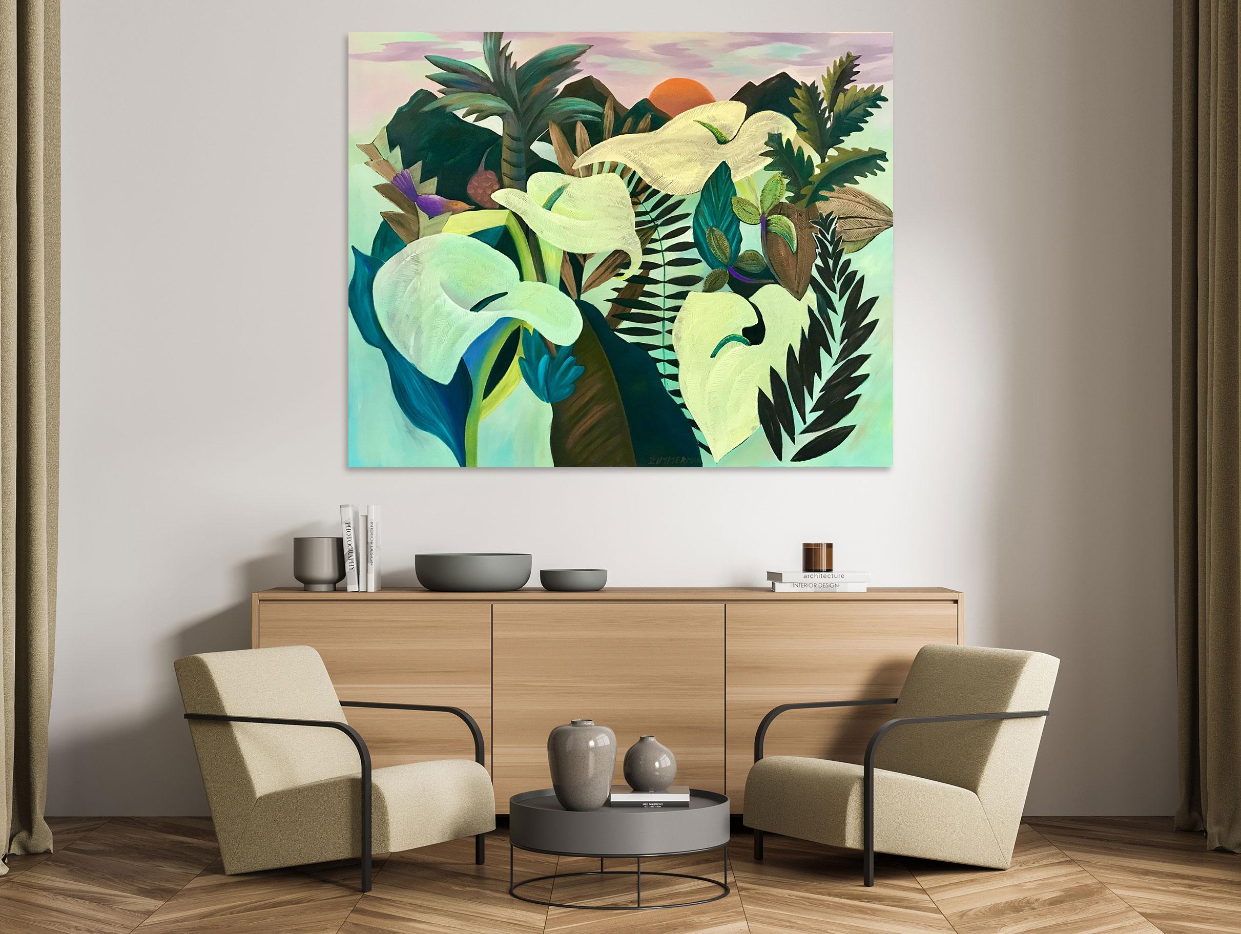 Big Lilies - Landscape Painting - Oil on Canvas By Marc Zimmerman For Sale 1
