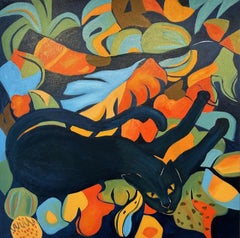 Peinture - Chat noir - Animaux par Marc Zimmerman
