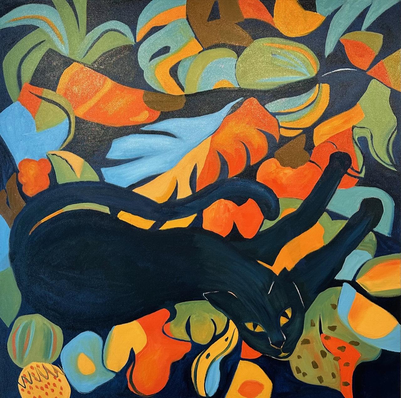 Gato negro - Pintura animal de Marc Zimmerman